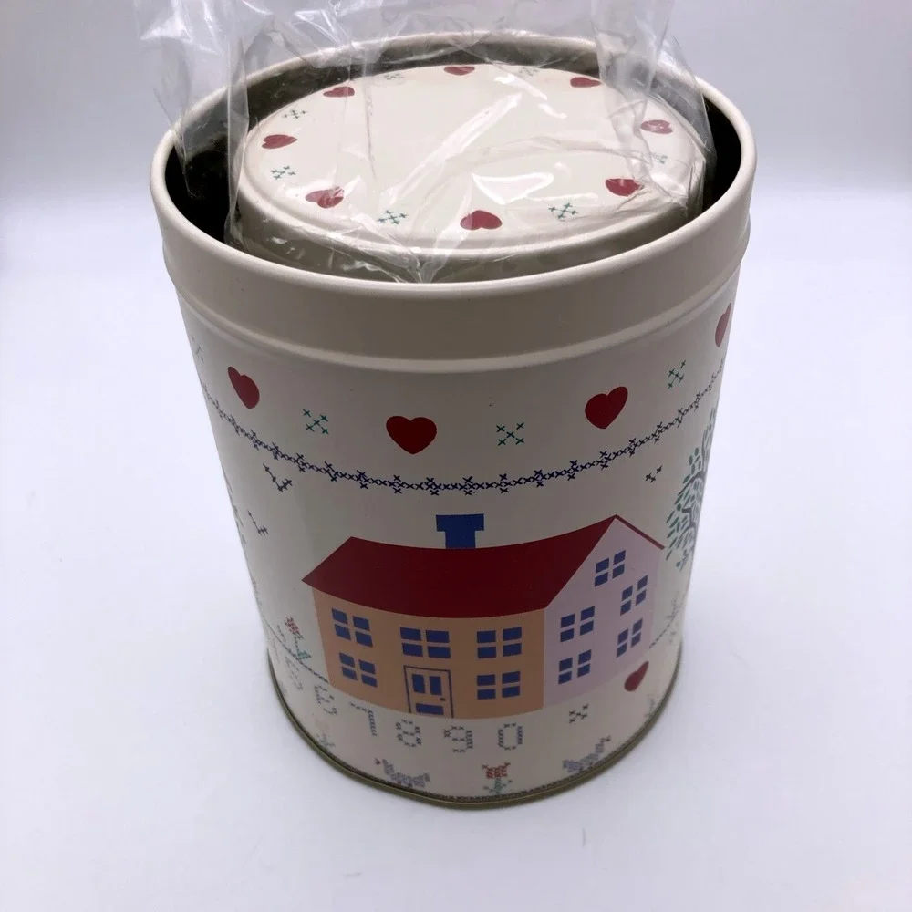 Canisters Homes Hearts & Numbers NEW Open Box Set of 3 Nesting Cottagecore